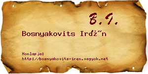 Bosnyakovits Irén névjegykártya